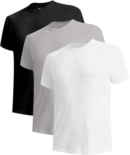 Pierlox COOL Men's Undershirts Moisture-Wicking Crewneck T Shirts, Breathable Stretch Soft Tees for Men, 3 or 6 Pack