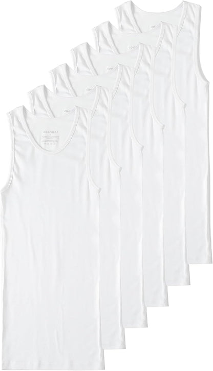Pierlox Men's 6-Pack A-Shirts Tight Fit Tank Tops Cotton Spandex Undershirts