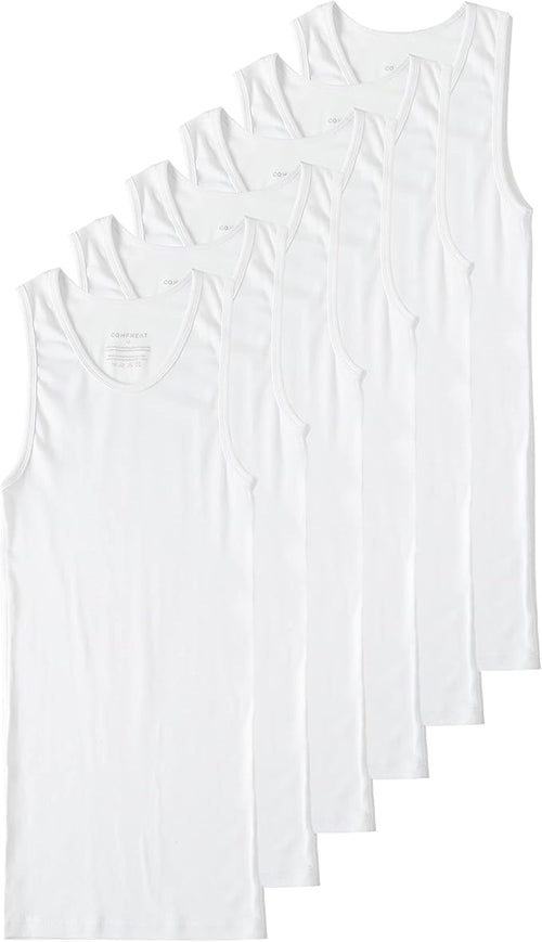 Pierlox Men's 6-Pack A-Shirts Tight Fit Tank Tops Cotton Spandex Undershirts