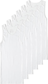 Pierlox Men's 6-Pack A-Shirts Tight Fit Tank Tops Cotton Spandex Undershirts
