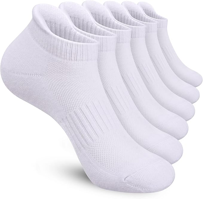 Pierlox Ankle Athletic Running Socks Low Cut Sports Socks Breathable Cushioned Tab Socks for Men Women 6 Pairs