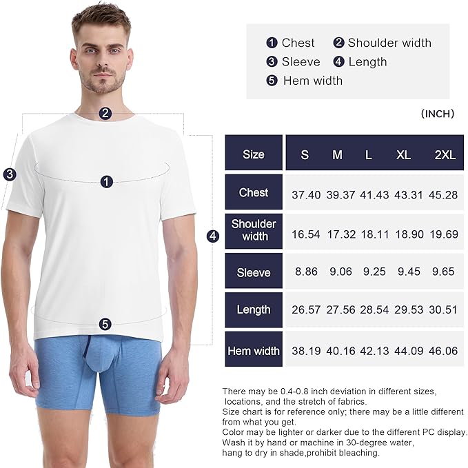 Pierlox COOL Men's Undershirts Moisture-Wicking Crewneck T Shirts, Breathable Stretch Soft Tees for Men, 3 or 6 Pack