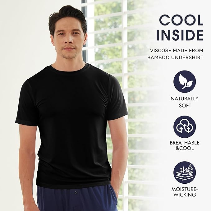 Pierlox COOL Men's Undershirts Moisture-Wicking Crewneck T Shirts, Breathable Stretch Soft Tees for Men, 3 or 6 Pack