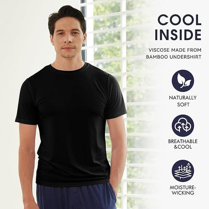 Pierlox COOL Men's Undershirts Moisture-Wicking Crewneck T Shirts, Breathable Stretch Soft Tees for Men, 3 or 6 Pack