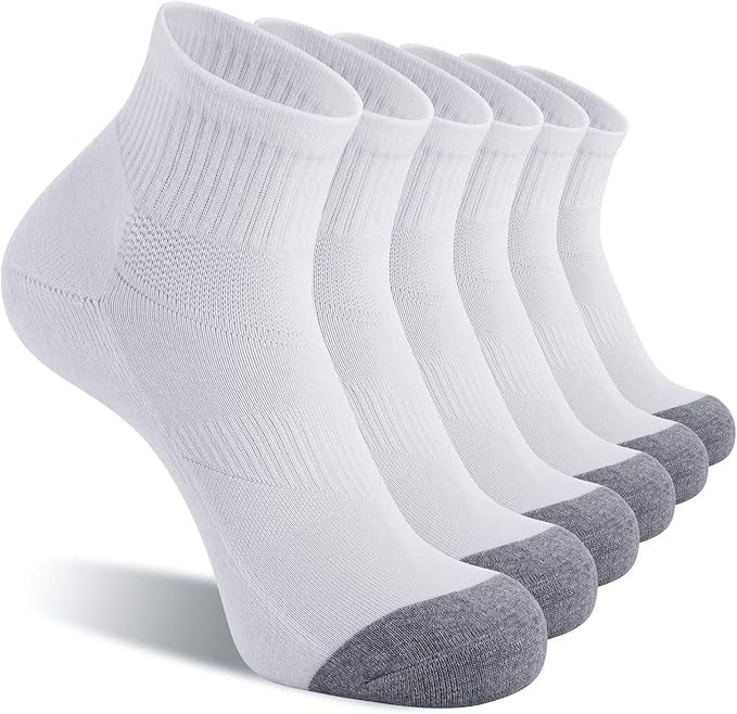 Pierlox 6 Pack Men's Ankle Socks with Cushion Athletic Running Socks