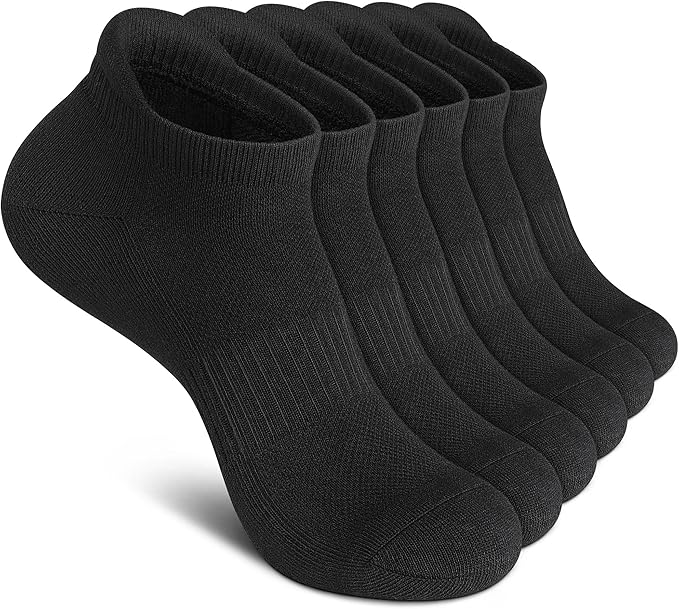 Pierlox Ankle Athletic Running Socks Low Cut Sports Socks Breathable Cushioned Tab Socks for Men Women 6 Pairs