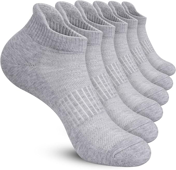 Pierlox Ankle Athletic Running Socks Low Cut Sports Socks Breathable Cushioned Tab Socks for Men Women 6 Pairs