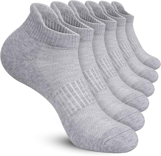 Pierlox Ankle Athletic Running Socks Low Cut Sports Socks Breathable Cushioned Tab Socks for Men Women 6 Pairs