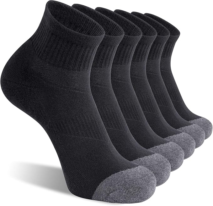 Pierlox 6 Pack Men's Ankle Socks with Cushion Athletic Running Socks