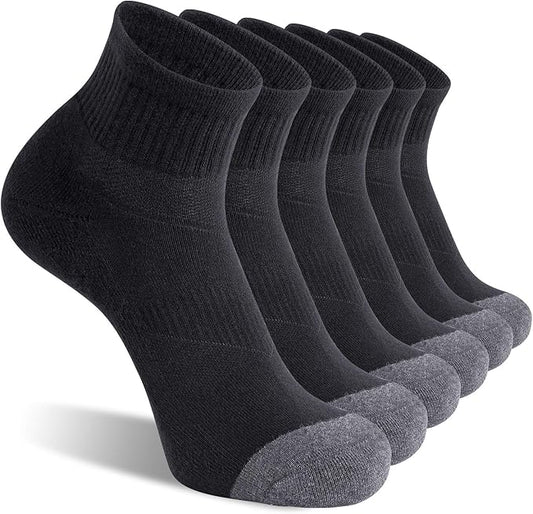 Pierlox 6 Pack Men's Ankle Socks with Cushion Athletic Running Socks