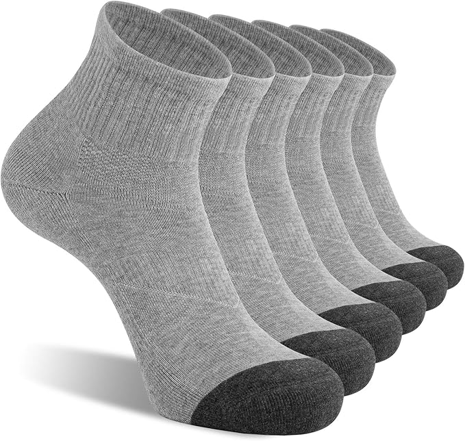 Pierlox 6 Pack Men's Ankle Socks with Cushion Athletic Running Socks