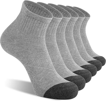 Pierlox 6 Pack Men's Ankle Socks with Cushion Athletic Running Socks
